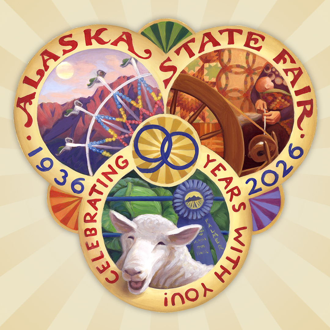 The 2026 theme logo is here! ✨ Local artist Ruth Hulbert designed the logo based on this year's Fair theme “Celebrating 90 years with you”. Stay tuned for the 2026 commemorative poster!” 